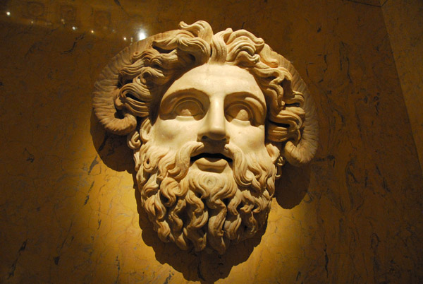 Marble mask of Zeus Ammon, Roman, 2nd C. AD