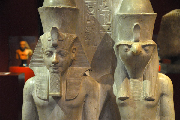The pharoah Haremhab (Horemhab) with Horus, New Kingdom, 18th Dynasty, 1333-1306 BC