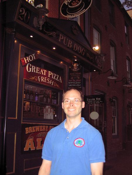 Roy in front of Pub Dog, Baltimore