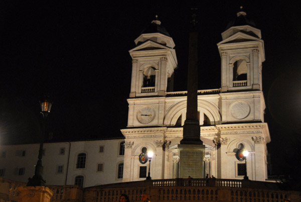 Spanish Steps and Church of the Trinita dei Monti at night