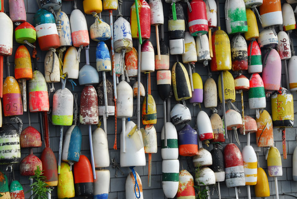 Colorful fishing buoys, Provincetown