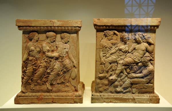 Pair of Altars with Aphrodite and Adonis, Greek (Taras, South Italy) 400-375 BC