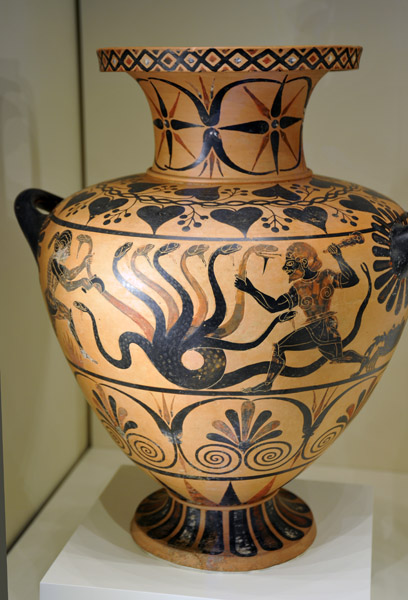 Herakles and the Hydra water jar, Etruscan, ca 525 BC