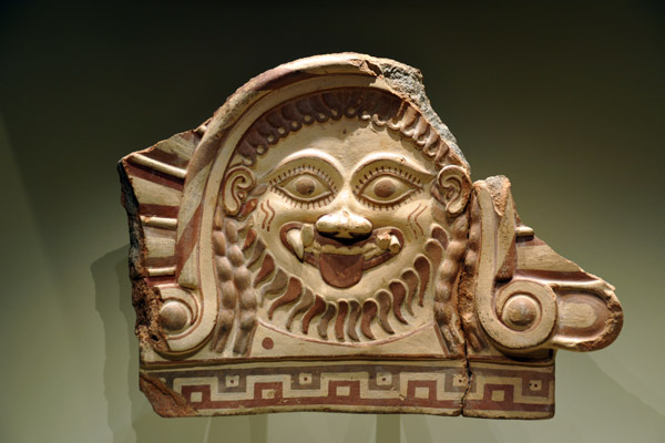 Fragmentary Roof Ornament with Medusa, Etruscan, 550-500 BC