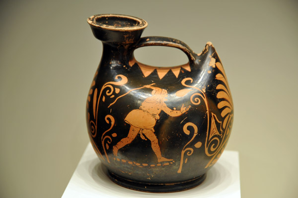 Askos (oil vessel) with a comic scene, Greek (Apulia, Southern Italy) 360-350 BC