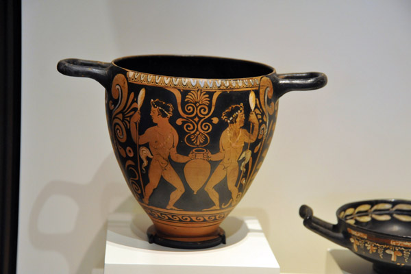 Skyphos (wine cup) with Satyrs, Greek (Campania, Italy) 350-340 BC