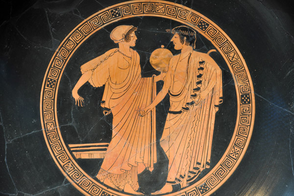 Kylix with a flirtation scene, Athens 480-470 BC