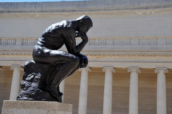 Auguste Rodin's Thinker in the courtyard of the Legion of Honor