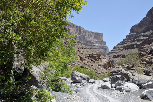 Wadi An Nakhur with the cliffs rising 1000m on either side