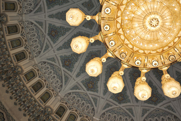 Dome and chandelier of the Sultan Qaboos Grand Mosque