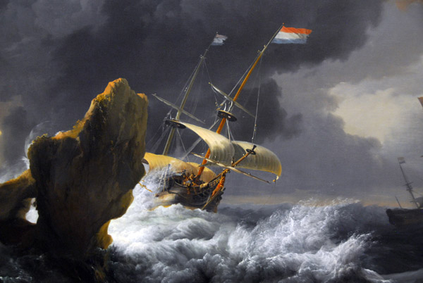 Ship in Distress off a Rocky Coast, Ludolf Backhuysen