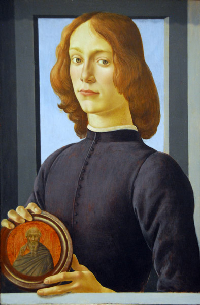 Portrait of a Young Man Holding an Medallion, Botticelli, ca 1480