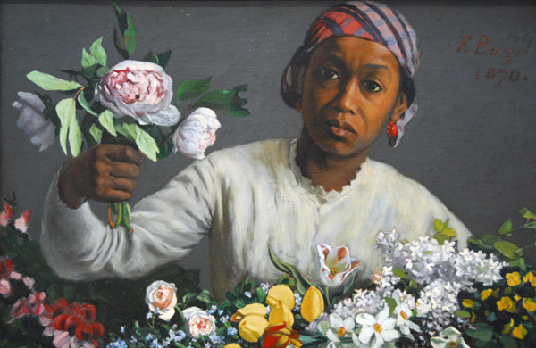 Young Woman with Peonies, Frederic Bazille, 1870
