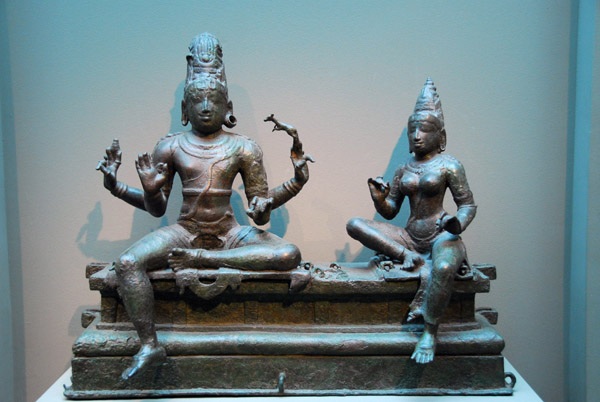 South Indian bronze Shiva and Uma (Somaskanda) ca 14th C.