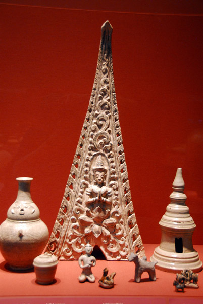 Architectural finial, 15th C. Thailand, with southeast Asian ceramics