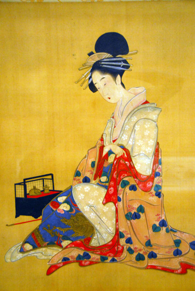Courtesan Geisha and Child by Gessai Gabimaru, 18-19th C.