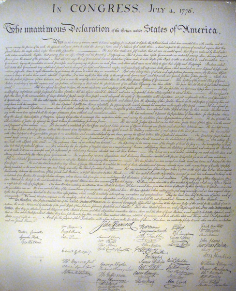 Copy of the Declaration of Independence, National Archives