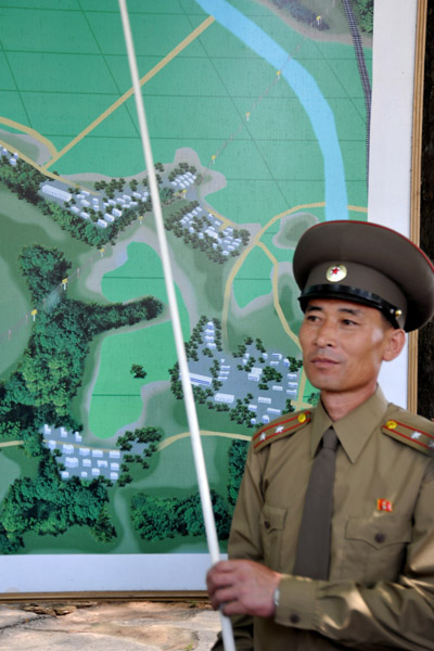 A North Korean officer explains the JSA layout