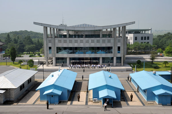 Panmunjom Joint Security Area from the balcony of the Panmungak Pavilion