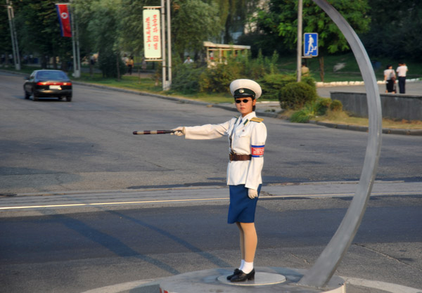 Pyongyang Traffic Ladies and North Korean cars