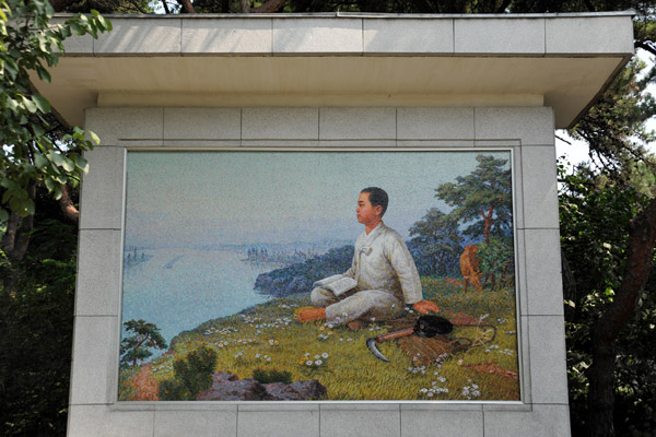 Young Kim Il Sung overlooking the Taedong River near his childhood home