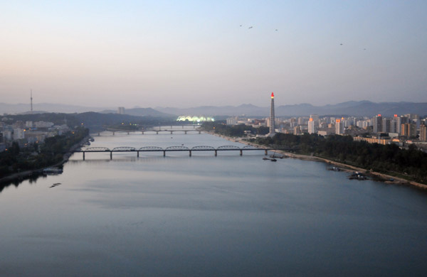 Taedong River from the Yanggakdo Hotel, Pyongyang