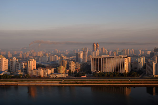 Pyongyang from the Yanggakdo International Hotel, early morning