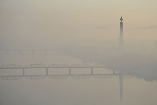 Juche Tower in the early morning mist