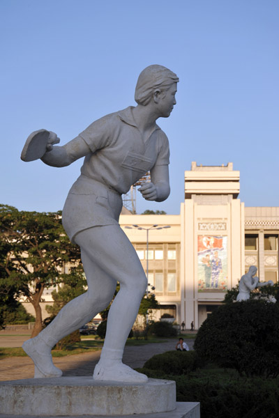 Statue of a ping pong player, Kim Il Sung Stadium