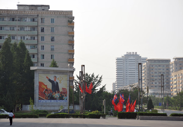 Edge of the square in front of the Victorious Fatherland Liberation War Museum, Pyongyang