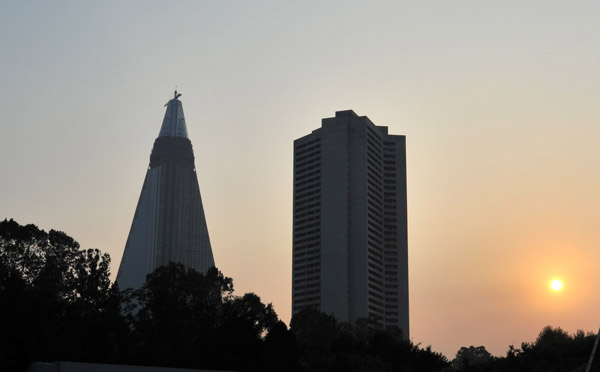 Sunset with the Ryugyong Hotel, Pyongyang
