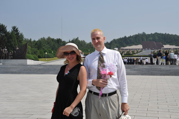 Greg and Oxana, Revolutionary Martyr's Cemetary, Pyongyang