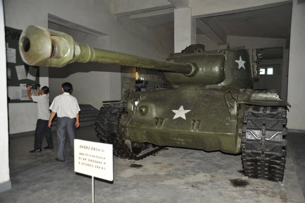 Catpured American M-26 Pershing tank, American M-4A3 Sherman Tank, Victorious Fatherland Liberation War Museum