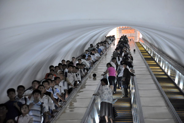 Escalators of the Pyongyang Metro