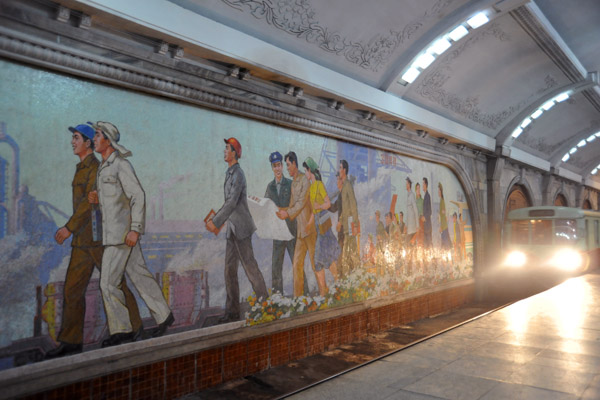 Trains are very frequent on the Pyongyang Metro
