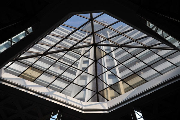 Glass ceiling of the Hyangsan Hotel lobby