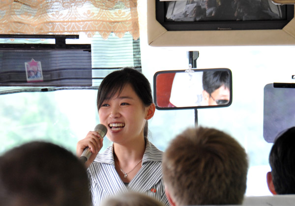 Our guide, Kim Song Sim, thanking us for being such a wonderful group (we were!)