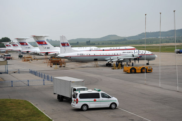 Air Koryo fleet on the ramp at Pyongyang Airport