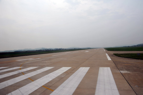 Taking Runway 01 for departure at Pyongyang Sunan Airport