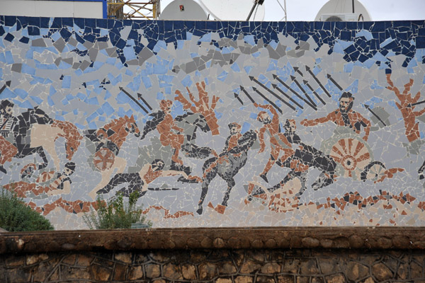 Mosaic wall with a battle scene - siege of Erbil Citadel