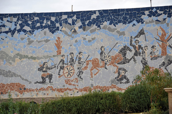 Mosaic wall with a archers and calvary- siege of Erbil Citadel