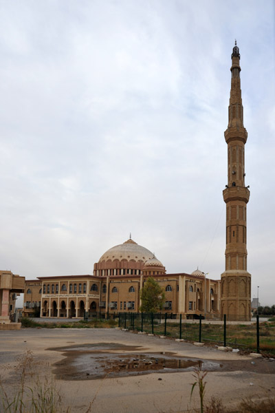 The mosque has a very tall detached minaret