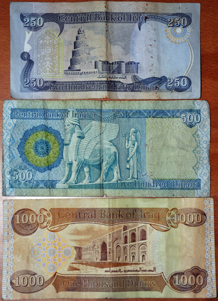 Post Saddam-Iraqi Dinars - 250, 500, 1000