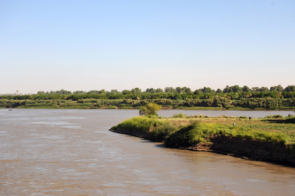 The confluence of the White Nile (left) and the Blue Nile (right), Khartoum