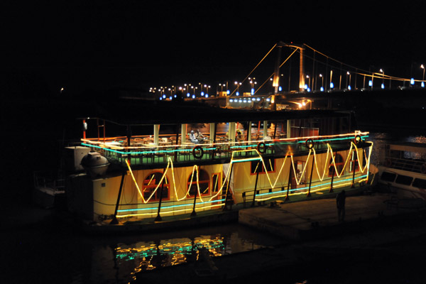 Nile Cruiser lit up at night