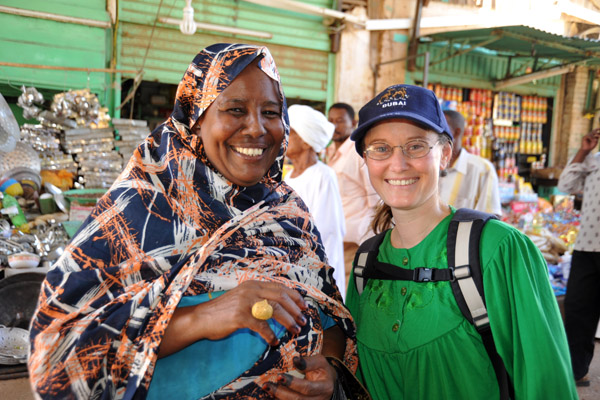 Karen and a Sudanese woman, Omdurman Souq