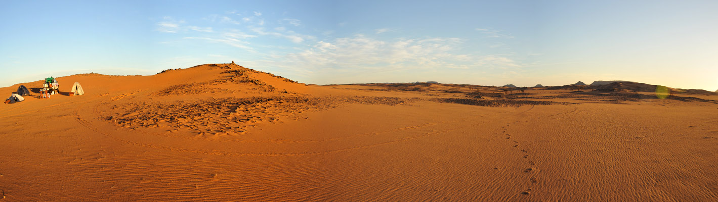 Panoramic view of our campsite in the Libyan Desert