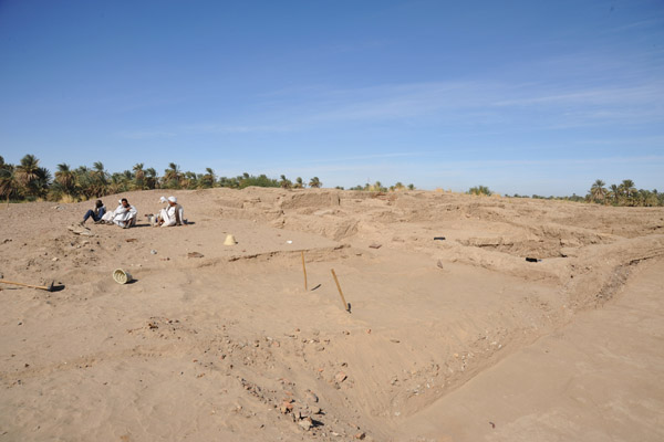 Sudanese laborers taking a break at the northern dig, ancient Kerma