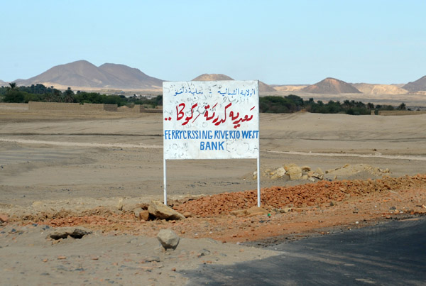 Sign for the Ferry Crossing to the West Bank near km 607