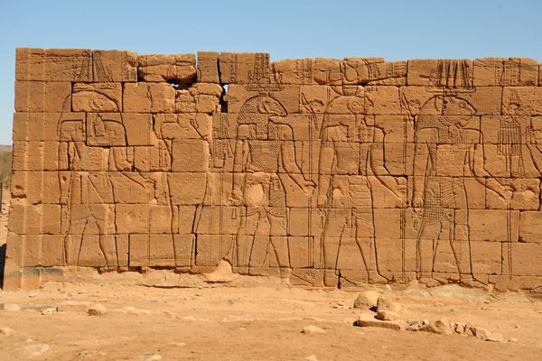 Reliefs of the gods on the southern wall of the Temple of Apedemak, Naqa